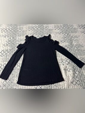 Pleione Cold Shoulder Black Knit Top Ladies Size Medium